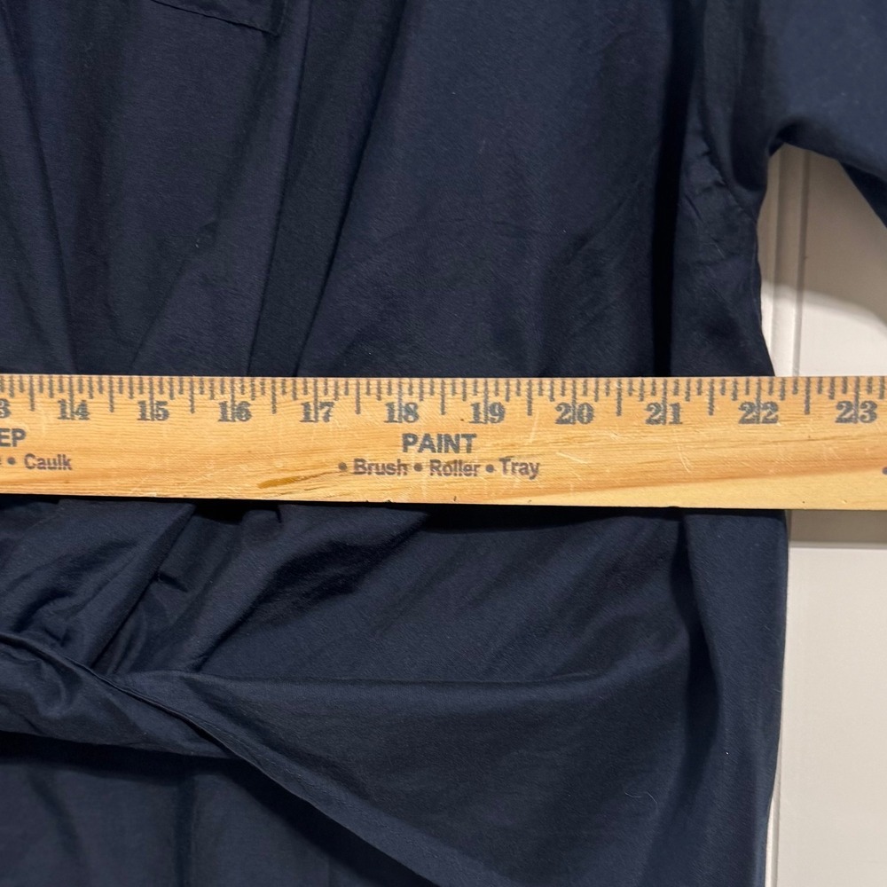 J.Jill Shirt Women L Large P Navy Blue Button Down Cotton Silk Blend Roll Tab - Picture 5 of 8